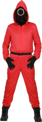 Produktbild von Roter Overall - Team rot - Kreis -  mit Maske aus Netzstoff  - Mann und Frau Gr. M