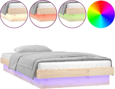 Produktbild von vidaXL Massivholzbett mit LEDs 75x190 cm