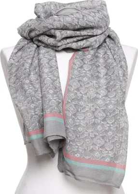 Imagen del producto de Bufanda fina para mujer, con estampado floral, larga y delicada, ideal para la primavera. Estilo elegante. Marca: MORAJ
