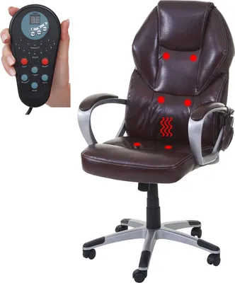 Produktbild von Massage-Bürostuhl MCW-A69, Drehstuhl Chefsessel, Heizfunktion Massagefunktion Kunstleder  bordeaux