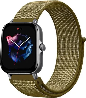 Produktbild von Strap-it Amazfit GTS 3 Nylonarmband (Oliv)