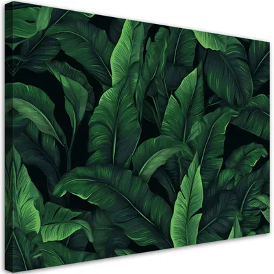 Produktbild von Leinwandbild Exotische Blätter in monochromem Grün 100x70 Feeby Grün bild für die wand bereit zum aufhängen