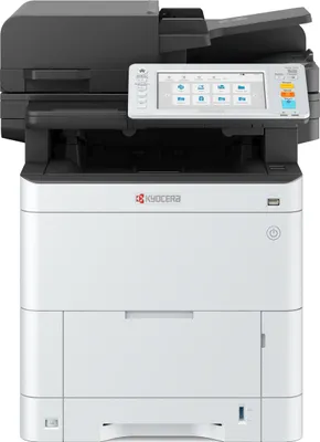 A front view of a Kyocera ECOSYS MA4000cifx printer on a white background.