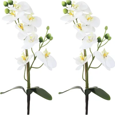 Produktbild von Orchideen-Zweig künstlich 2 Stück (A - mit Blättern 38cm)