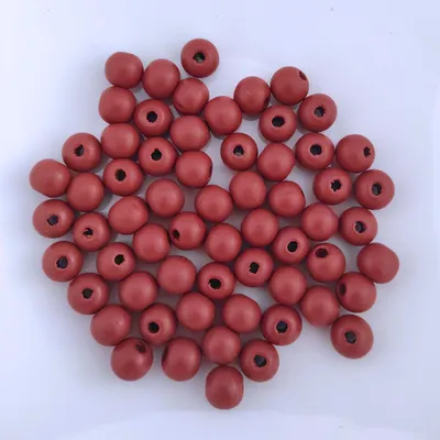 Image de Perles en bois rondes, 60 pièces, 10 mm, rouge bordeaux