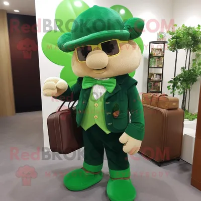 Immagine prodotto di Four Leaf Clover personaggio del costume della mascotte REDBROKOLY vestito con pantaloni di velluto a coste e portafogli