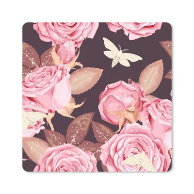 Produktbild von MuchoWow® Mauspad Mousepad Rosen - Blumen - Rosa 20x20 cm - Mousepads - Maus Mat - Pad - Mausunterlage - Desk Mat - Bureauartikeln