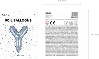 Obrázok produktu pre Holografický balón s písmenom "Y" - 35 cm, ideálny na každú párty!