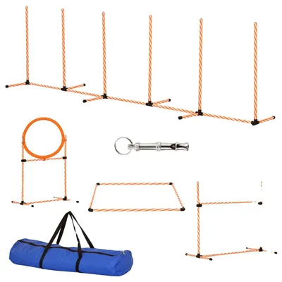 Obrázek produktu pro Sada pro psí sporty, nastavitelné překážky, včetně přepravní tašky, oranžová, 328 x 67 x 93 cm
