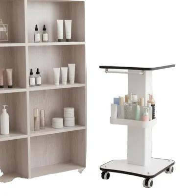 Image de Chariot de salon, rangement multifonctionnel, facile à déplacer, BLANC