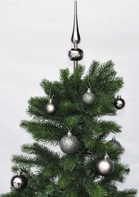 Produktbild von JACK by Inge 47x Kunststoff Kugel Christbaumkugeln Ø 4+6cm mit Spitze + Haken Glanz Glitzer Matt, Farbe:Grau