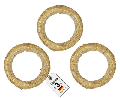 Strohkranz zur Dekoration, 3 Stück, Ø 25 cm, 4 cm dick