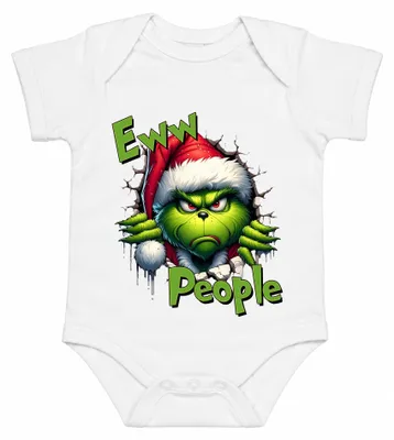 Image de Body pour bébé, blanc, avec l'inscription "Eww, Grinch, pas fan de Noël, antisocial, Noël", taille 12/18 mois
