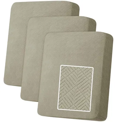 Produktbild von Stretch Sitzkissenbezug 3 Stück Khaki rutschfest elastisch Wohnzimmer Sofaschoner