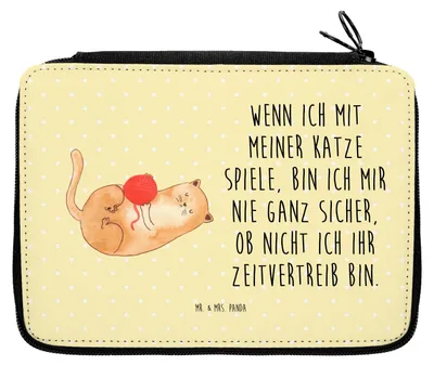 Produktbild von Mr. & Mrs. Panda Etui Katze Wolle - Gelb Pastell - Geschenk, Federtasche, Bleistiftetui, Cats, Federmappe, Haha, Schlampermäppchen, Spielen, Federmäppchen, Cat