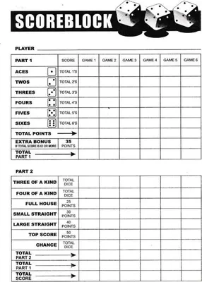 Produktbild von Score Block Yahtze 100 Blätter