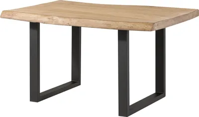 Image de MASSIVMOEBEL24 | Table à manger 160x90 en bois de manguier laqué beige pieds en U anthracite mat FREEFORM 5