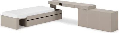 Produktbild von Furniture24 Jugendzimmer - Set Woow Set-01P Schreibtisch, Kommode, Bett 90x200 cm in Grau - Komplettset für modernes Kinderzimmer