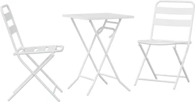 Image de Ensemble de jardin VidaXL 3 pièces, acier blanc