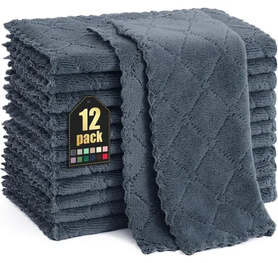 Productafbeelding van Microvezeldoeken, schoonmaakdoeken, 25 x 25 cm, 12 stuks, donkergrijs