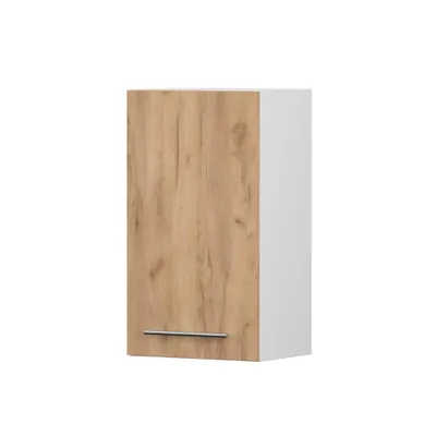 Produktbild von Wandschrank INEZ II, Küche, Küchenschrank eintürig 40 cm Weiß/Craft Eiche Gold mit Drehtür, silberner Metallgriff
