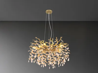 Produktbild von LED Kronleuchter Gold mit Kristall 2-farbig, Esszimmerlampe für Esstisch Ø 80cm