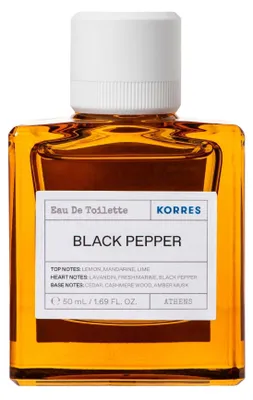 Produktbild von KORRES BLACK PEPPER Eau De Toilette für Herren, würzig, frischer Duft mit Zitrus