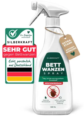 Produktbild von Silberkraft Anti Bettwanzen Spray zur effektiven Abwehr - Mittel gegen Bettwanzen - hochwirksam & labor - 500 ml