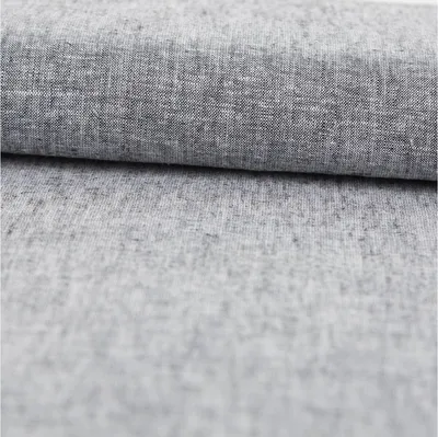 Produktbild von Leinen-Baumwollstoff Meterware Chambray uni meliert schwarz 138cm