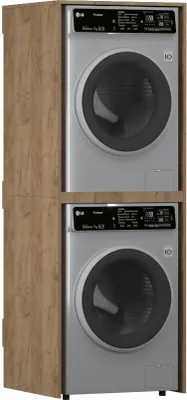 Produktbild von Schrank für Waschmaschine und Trockner – Hochregal in Craft Eiche mit Ablagen für die Waschküche