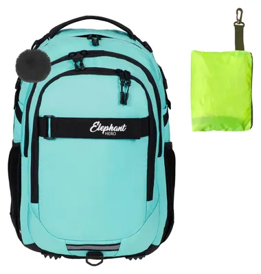 Produktbild von Schulrucksack Mädchen Elephant Hero Signature Schultasche Schulmappe Ranzen Schule Rucksack 13805 Solid Türkis + Regencover