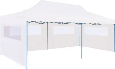 Obrázok produktu pre Skladací párty stan s bočnými stenami 3x6 m oceľový biely