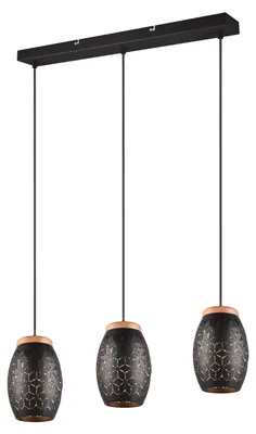 Immagine prodotto di Lampada a sospensione BIDAR nera 3xE27x28W in metallo, dimensioni: 150x71x15 cm, IP20, RL