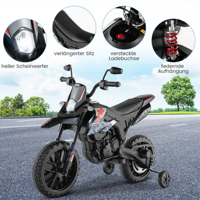 Produktbild von COSTWAY Aprilia Elektro Motorrad Kinder, 12V Kindermotorrad mit Stützrädern & Musik & Scheinwerfer, für Kinder 3 - 8 Jahren (Blau)