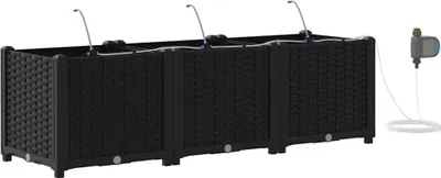 Produktbild von vidaXL Garten-Pflanzgefäß 3 pcs Schwarz 120 x 40 x 37,5 cm Kunststoff