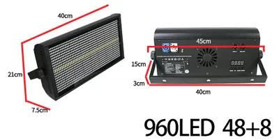 Immagine prodotto di Luci stroboscopiche a LED - Confezione da 4 - 200 W - 48+8 segmenti - 864 LED RGB + 96 LED bianchi - DMX - Controllo vocale