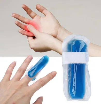Immagine prodotto di Impacchi refrigeranti - Fascia elastica - Protezione per le dita - Leggero - Riutilizzabile - Terapia a caldo/freddo