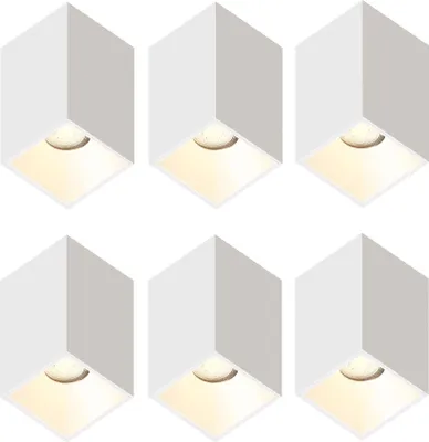 Produktbild von Ledvion LED Aufbauspot 6er Set Weiss Quadratisch 3W Warmweiss dimmbar