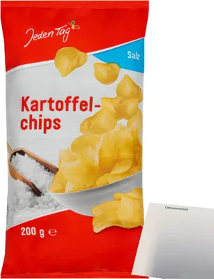 Produktbild von Jeden Tag Kartoffelchips Salz (200g Packung) + usy Block