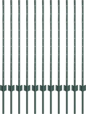 Obrázek produktu pro vidaXL Zapuštěné sloupky plotové, 11 kusů, zelené, 140 cm
