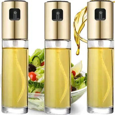 Obrázok produktu pre Rozprašovač na olej dávkovač na olivový olej 3 ks 100 ml zlatý sprej na olej ocot do kuchyne