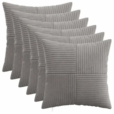 Produktbild von vidaXL Kissenbezug 6 pcs ALMELO Hellgrau 45 x 45 cm Cord