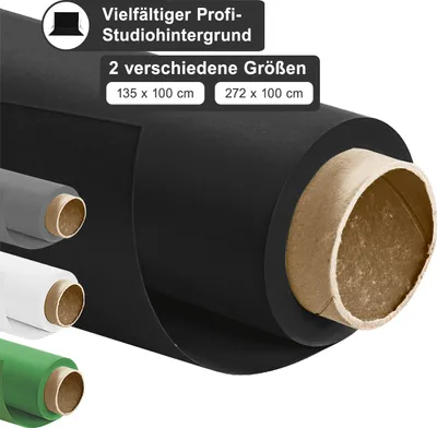 Produktbild von Walimex pro Fotohintergrund aus Karton 2,72x10m, Schwarz Fotoleinwand als Backdrop für den professionellen Fotostudio Einsatz – Ideal für Produktfotografie – reflexfrei, strapazierfähig & zum Rollen