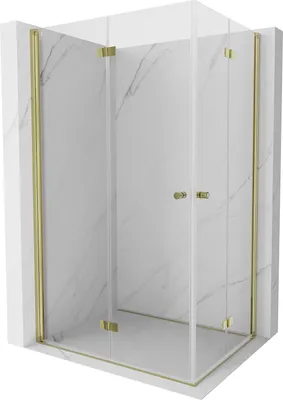 Produktbild von Mexen Mist-F Duo klappbare Duschkabine 90 x 75 cm, transparent, gold - 8A6-090L-075P-50-00