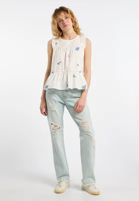 Image de Chemisier pour femme SAPORTA - blanc bleu, taille XS