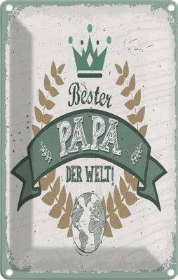 Produktbild von vianmo Blechschild 18x12 cm Bester Papa der Welt Spruch Zitat