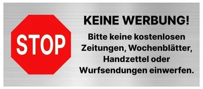 Produktbild von Aufkleber Keine Werbung für Briefkasten Sticker 7x3 cm UV & Witterungsbeständig 5 Stück