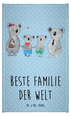 Produktbild von Mr. & Mrs. Panda Handtuch Koala Familie zwei - Blau Pastell - Geschenk, Zusammen, Frotteetuch, Klein, Mini-Handtuch, frottierhandtuch, Koalabär, Muttertag
