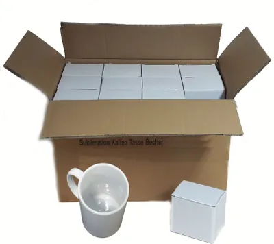 Produktbild von 36 Stück Fototasse Sublimation Kaffee Tassen Becher weiss