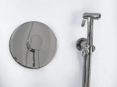 Produktbild von WC-Handbrause-Set eckig Messing mit Einhebelmischer